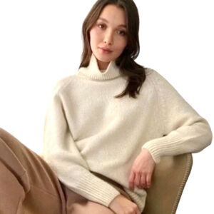 Aritzia The Group Babaton 100% Alpaca Day Off Turtleneck Sweater Cream Size 2